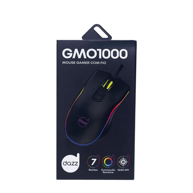 Mouse gamer usb rainbow 3600 dpi gmo1000 preto dazz - 62000178